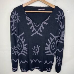 New Collection Italy Angora Blend Pullover Light Sweater tight Knit Abstract S/M